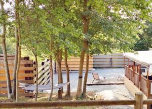 hamak pośrodku drzew na podwórku w obiekcie 2 chambres à 15 mn de la mer en pleine nature Jacuzzi dispo du 01 avril au 15 octobre w mieście Anneville-sur-Scie