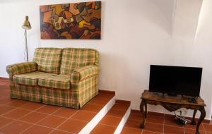 a living room with a chair and a tv at TI8-Travessa das Invernas 8 in Évora