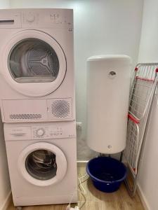 een wasmachine en een droger in de kamer bij Casa de Foros in Ribeirinha