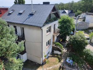 an aerial view of a house with a roof at Safari house - dom podróżnika in Gdynia