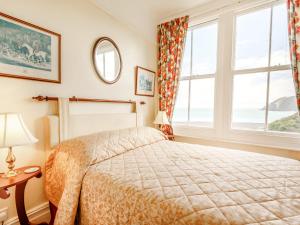 a bedroom with a bed and a window at Clooneavin Apartment 3 in Lynmouth