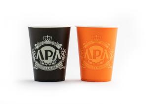 a pair of cups with the adran logo on them at APA Hotel Asakusa Shin Okachimachi Ekimae in Tokyo