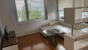TV a/nebo společenská místnost v ubytování Linz Donau Ufer Stadt Mitte