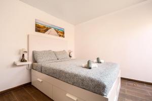 Un dormitorio con una cama en una habitación blanca. en Apartamento Dayely, en Corralejo 12 fotos más