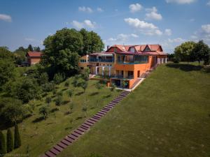 an aerial view of a house in a field at Ladanjska Kuca Maras in Marinci