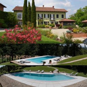 two pictures of a house and a swimming pool at B&B La Bianchina in Monale