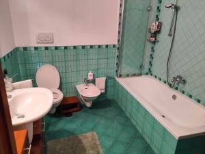 Visitponza - Vesta في بونسا: حمام مع مرحاض وحوض استحمام ومغسلة
