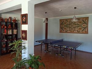 a ping pong table in the middle of a room at Porto Monte in Maceira +10 photos