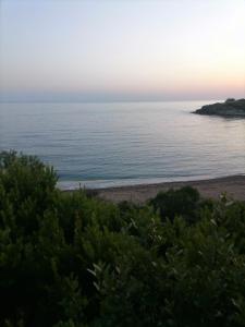 a view of the ocean from a beach at Dionisis Apartments in Kounopetra
