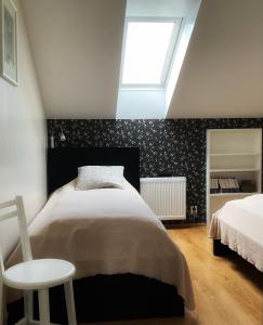 オテパーにあるApartment Meranoのベッドルーム(大型ベッド1台、天窓付)