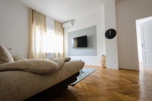 โทรทัศน์และ/หรือระบบความบันเทิงของ Stylized and modern apartment in Bucharest