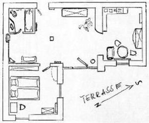 a drawing of a floor plan of a room at Appartement près de DOLE in Menotey