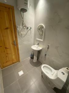 a bathroom with a toilet and a sink at سولاف in Şabyā