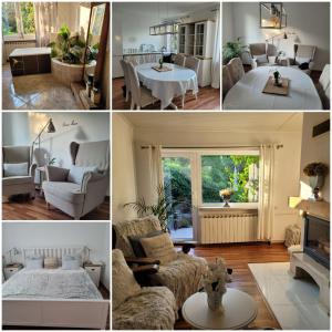 a collage of four pictures of a living room at Lux Plus apartament Chodzież, Zwycięstwa 13 in Chodzież