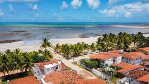 マラゴージにあるFlat Beira-Mar Maragogiのヤシの木が植わる海岸の空中風景