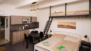 Kuchyň nebo kuchyňský kout v ubytování Flying Bed Apartment close to Prague Castle and Airport