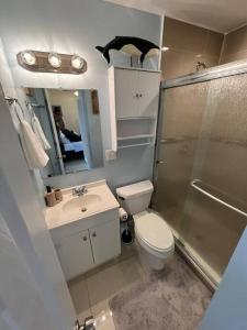 een badkamer met een toilet, een wastafel en een douche bij Luxury Zin Star - Studio in Fort Lauderdale
