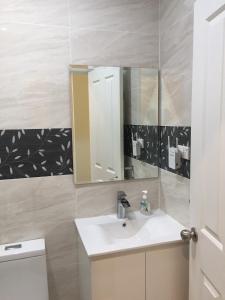 班克斯鎮的住宿－格蘭尼福萊特旅館，一间带水槽和镜子的浴室