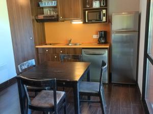 Kuchyňa alebo kuchynka v ubytovaní Studio cosy à Jausiers avec terrasse, piscine, sauna, parking et WIFI gratuit - FR-1-165B-49