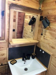 Koupelna v ubytování Chez LAVALOU Gîte 4* chaleureux en bois