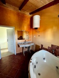 ein Badezimmer mit einer Badewanne und einem Waschbecken in der Unterkunft Villa Bojana in Utjeha