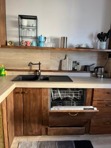 Kuchyň nebo kuchyňský kout v ubytování Romantic apartments