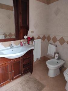 een badkamer met een wastafel en een toilet bij La dimora dei nonni in Tuglie