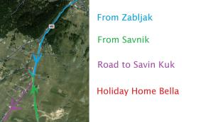 a map of the road to samiyakk and holiday home balassi at Holiday Home Bella in Žabljak