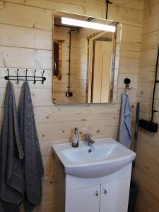 Vonios kambarys apgyvendinimo įstaigoje Uroczy nowy domek