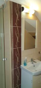 a bathroom with a sink and a mirror at CASA ICA in Baile Felix