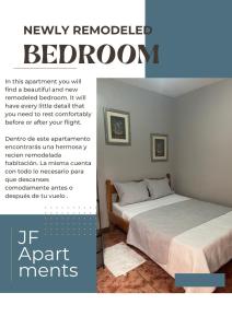 a flyer for an apartment bedroom with two beds at Relax In Downtown Alajuela 5 min Near The Airport in Alajuela