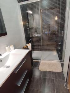 a bathroom with a shower and a sink and a tub at Florida Home in Vigo