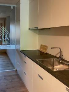 Ett kök eller pentry på Wasserfall Apartment Waldblick