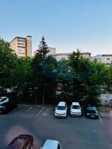 a group of cars parked in a parking lot at City Nest Maria by Short-Stay in Baia Mare