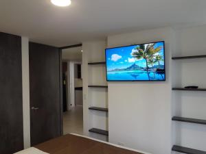 派帕的住宿－Apartamentos Edificio Premium，墙上的平面电视