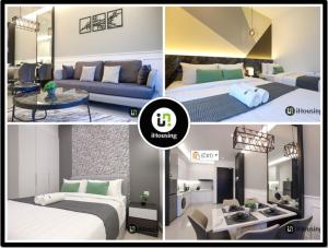 a collage of three pictures of a hotel room at Novo 8 Premium Malacca By I Housing in Melaka