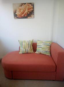 a red couch with two pillows in a room at Dragica in Palit