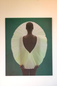 a mannequin is wearing a large white fan at Vertmont Villa in Sveti Stefan