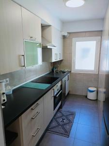 eine Küche mit einer Spüle und einer Arbeitsplatte in der Unterkunft Apartamento El Torreón, con opción a parking in Saragossa