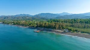 an aerial view of a river with a bridge at Lykia Botanika Beach Fun & Club - All Inclusive in Fethiye