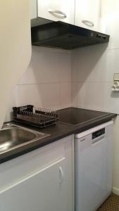 eine Küche mit Spüle und Herd in der Unterkunft L'imperator in Saint-Mamet