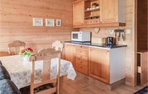 SvortevikにあるCozy Apartment In Svortevik With Wifiのキッチン(木製キャビネット、カウンタートップ付)