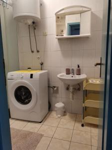 W łazience znajduje się pralka i umywalka. w obiekcie Apartments Sretna w Gradacu