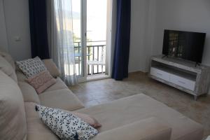 a living room with a couch and a television at Fuente Lebana Labradores in Facinas