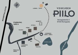 a map of the pula resort and spa at Venejoen Piilo - Loimu in Kontiolahti