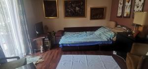 um quarto com uma cama no canto de um quarto em APARTMAN SLAVUJ em Karaburma