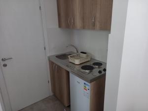 Kuchyň nebo kuchyňský kout v ubytování Apartments kupi ul rudaj 41