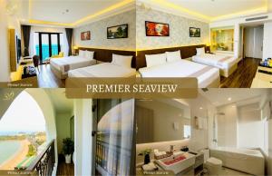 a collage of three pictures of a hotel room at Putin Hotel Nha Trang in Nha Trang