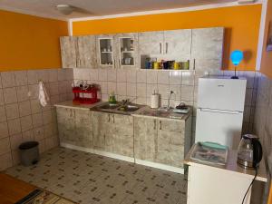 a kitchen with a sink and a refrigerator at Apartment Cuni in Mostar