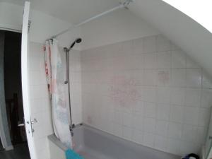 a bathroom with a shower and a bath tub at Grande maison de 4 chambres, 9 couchages proche du Mont Saint Michel in Saint-James